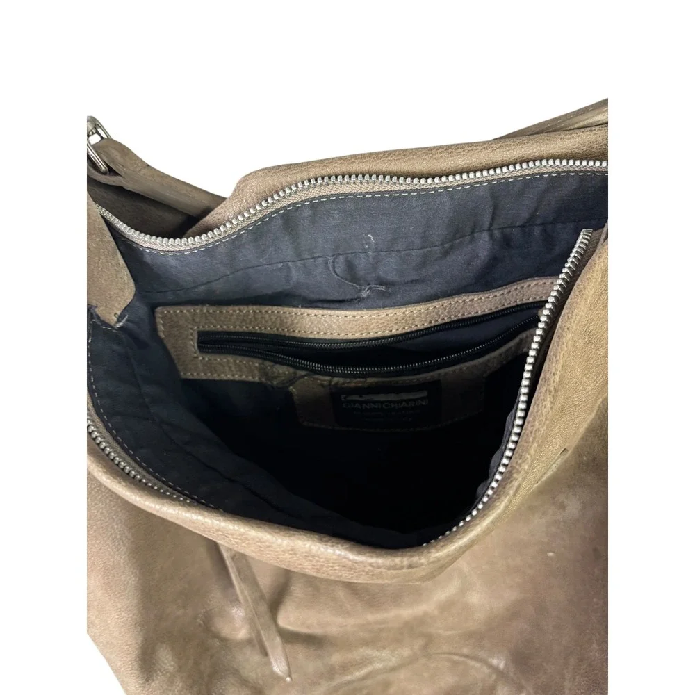 Gianni Chiarini Taupe Leather Hobo Bag Made in Italy Crossbody Shoulder Bag